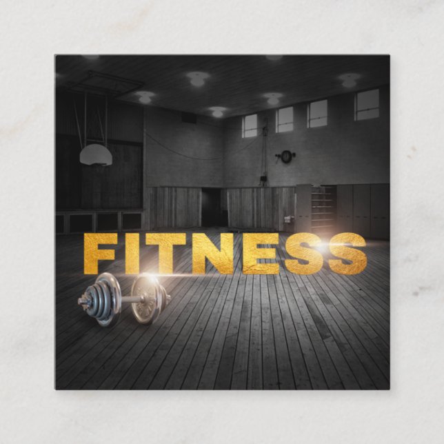 Fitness Personal Trainer Gold Typography Square Bu Square Business Card (Front)