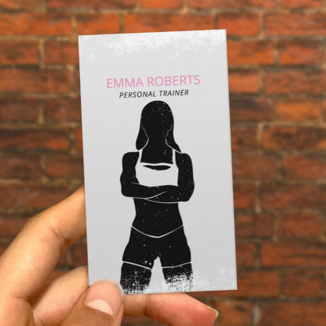 Fitness Personal Trainer Grunge Fit Girl Business Card (Creator Uploaded)