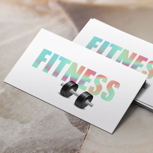 Fitness Personal Trainer Holographic Typography Business Card (Creator Uploaded)