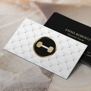 Fitness Personal Trainer Luxury Gold & White Business Card