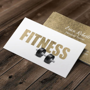 Fitness Personal Trainer Modern Gold Typography Business Card