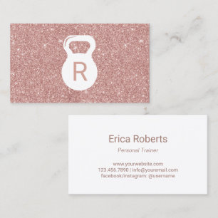 Fitness Personal Trainer Modern Rose Gold Glitter Business Card