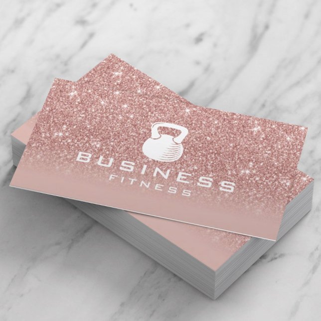 Fitness Personal Trainer Modern Rose Gold Ombre Business Card (Creator Uploaded)
