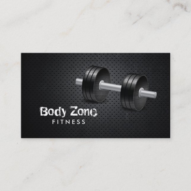 Fitness Personal Trainer Professional Dark Metal Business Card (Front)