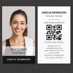 Fitness Personal Trainer QR Code Photo Business Card