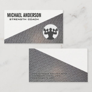 Fitness Personal Trainer Steel Metal Business Card