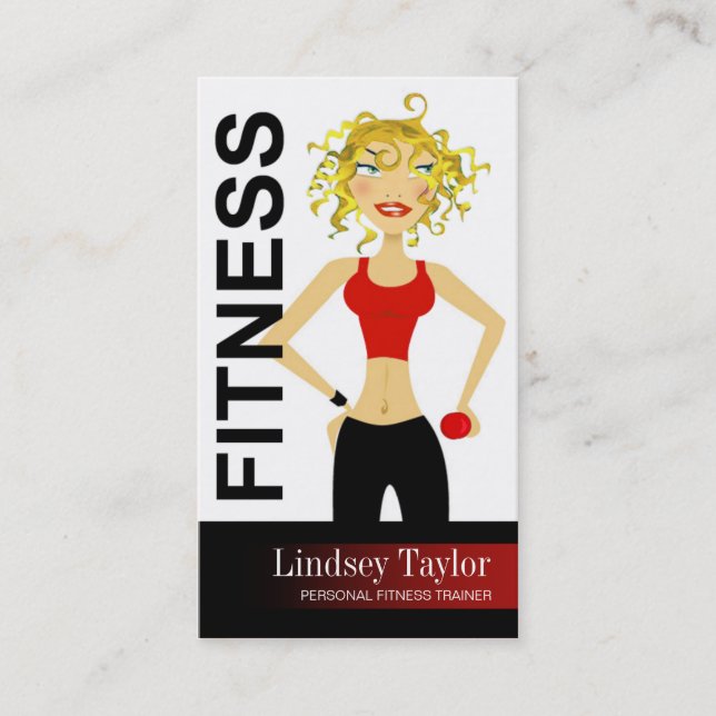 Fitness Pro 3 Blonde Personal Fitness Trainer Business Card (Front)