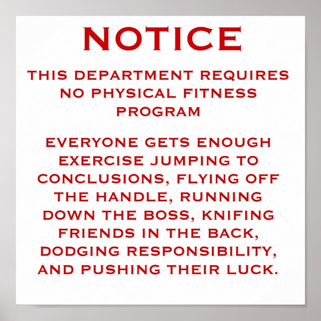 Fitness Program Notice Poster (Front)