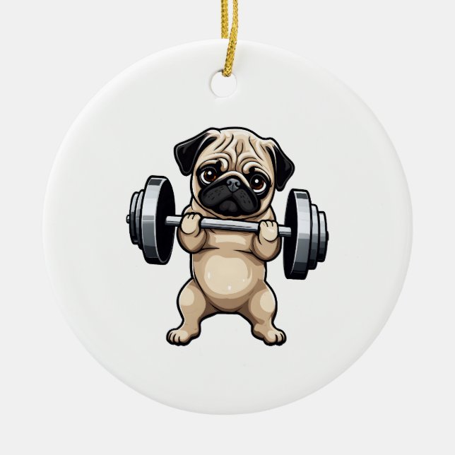 Fitness Pug Ceramic Ornament (Front)