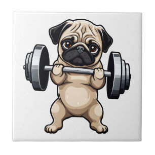 Fitness Pug Ceramic Tile
