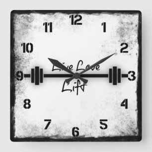 Fitness Quote: Live Love Lift Square Wall Clock