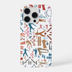 Fitness related symbols background iPhone 15 pro case