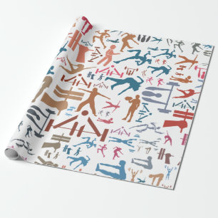Fitness related symbols background wrapping paper