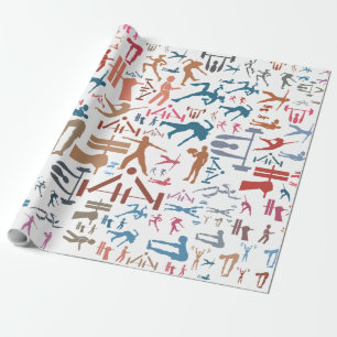 Fitness related symbols background wrapping paper