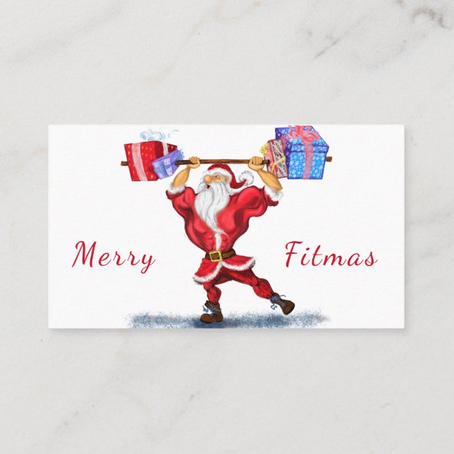 Fitness Santa Christmas Business Card Template (Back)