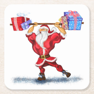 Fitness Santa Claus Paper Coaster
