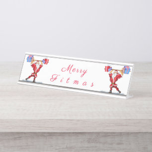 Fitness Santa Desk Plate Desk Name Plate