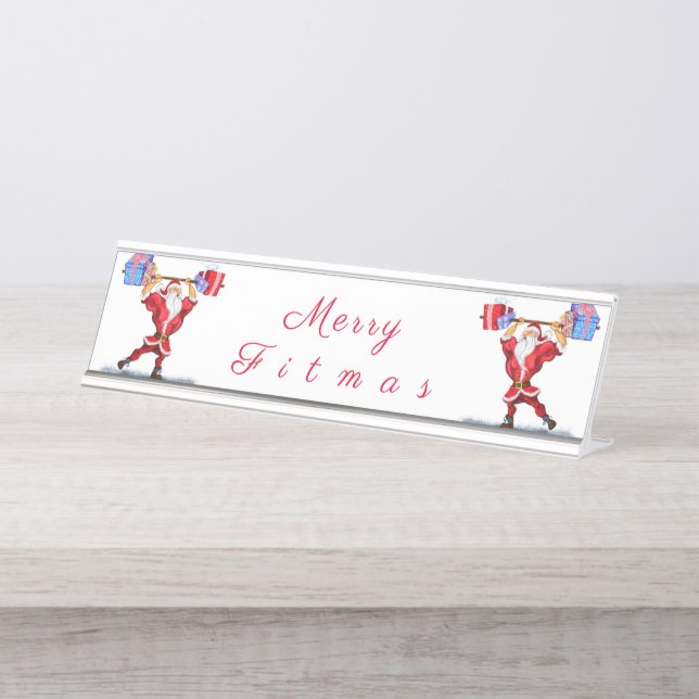 Fitness Santa Desk Plate Desk Name Plate (Front)