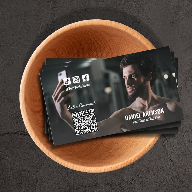 Fitness Social Media QR Code Photo Business Card (Creator Uploaded)
