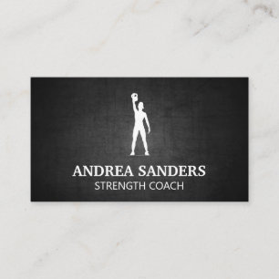 Fitness Strength Coach   Women with Kettle Bell Business Card
