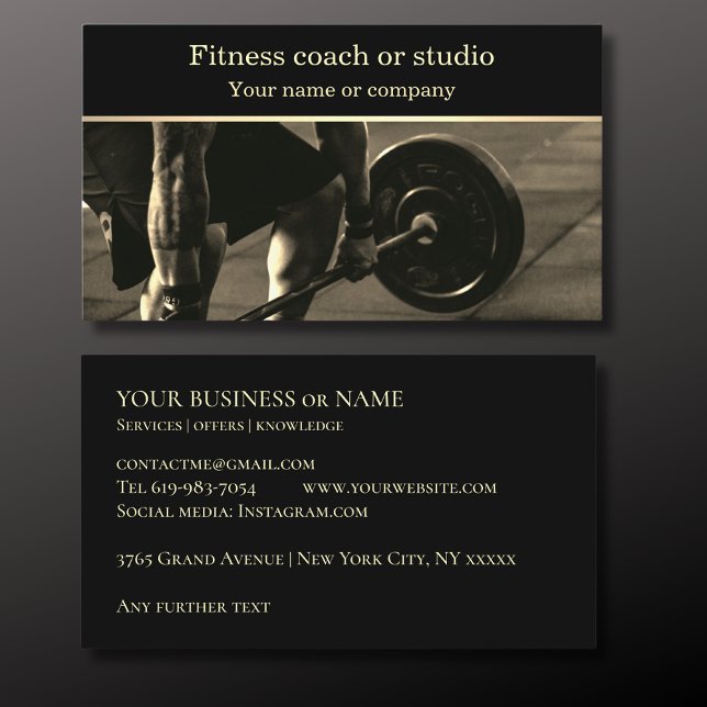 Fitness studio centre coach instructor business card (Creator Uploaded)