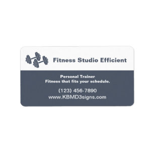 Fitness Studio Name Tagline Dumbbell Address Label