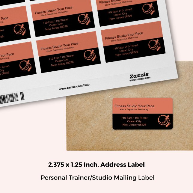 Fitness Studio Skipping Rope Orange Address Label (2.375x1.25 Inch, Fitness Studio Skipping Rope Orange Address Label)