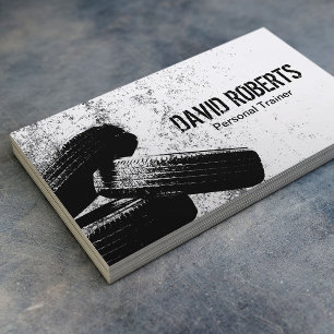 Fitness Tire Flip Personal Trainer Grunge Business Card