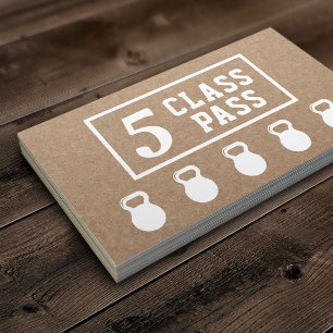 Fitness Trainer 5 Class Pass Rustic Kraft Loyalty Card