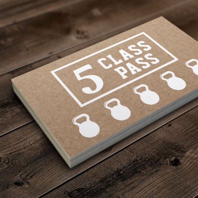 Fitness Trainer 5 Class Pass Rustic Kraft Loyalty Card (Creator Uploaded)