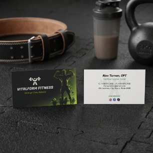 Fitness Trainer Business Black Muscle Card