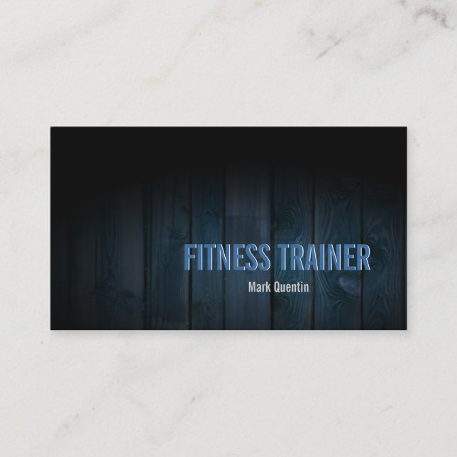 Fitness Trainer Business Card Dark Wood (Front)