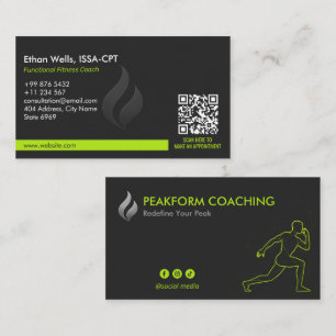 Fitness Trainer Business   Minimalist Matte Black Card