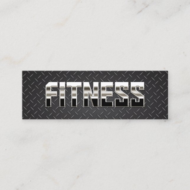 Fitness Trainer Cool Steel & Metal mini Business Card (Front)
