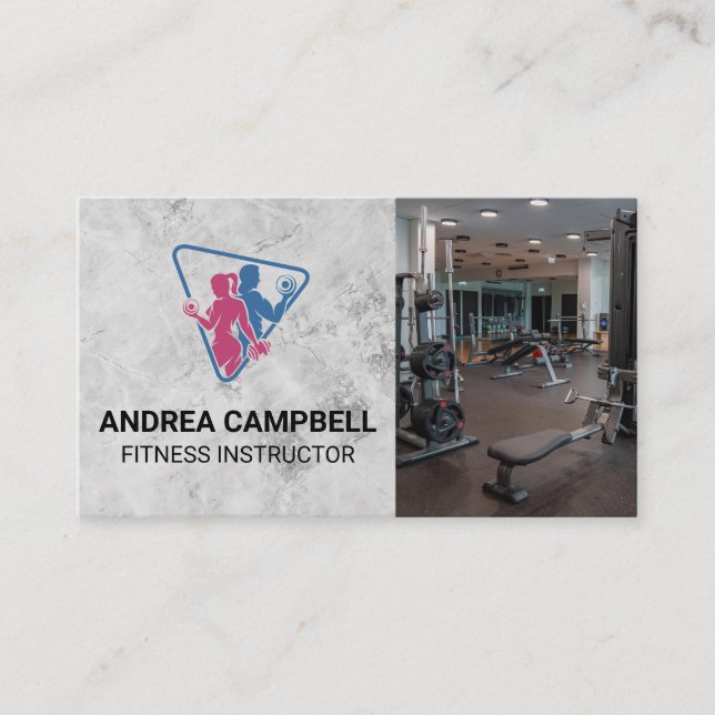 Fitness Trainer Logo | Gym Equipment   Business Card (Front)