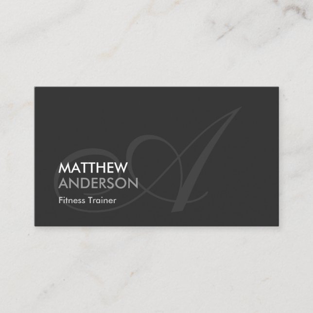 Fitness Trainer - Modern Swash Monogram Business Card (Front)