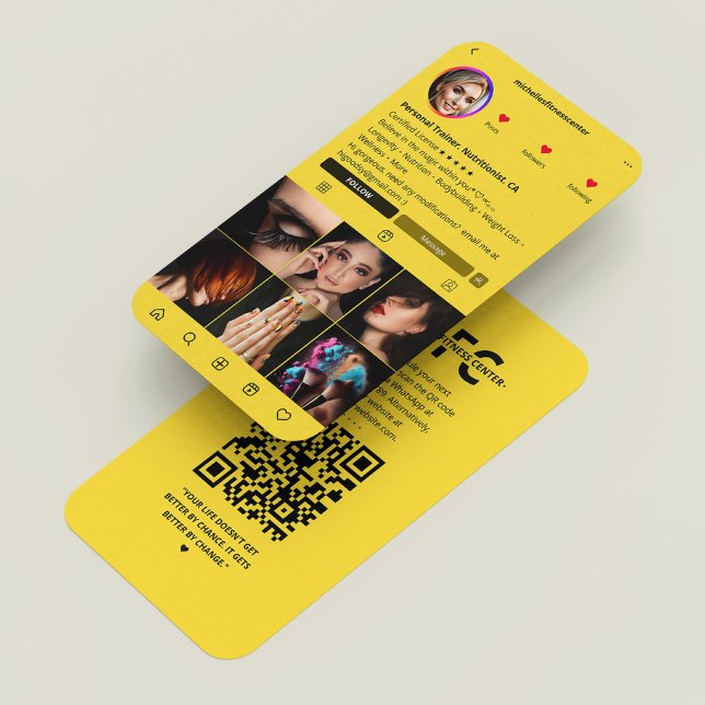 Fitness Trainer Nutritionist Yellow Modern IG Business Card (Fitness Trainer Nutritionist Dietitian Yellow Modern IG Business Card
)