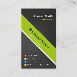 Fitness Trainer - Premium Black and Green Business Card