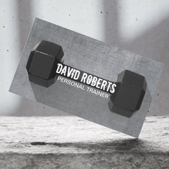 Fitness Trainer Professional Dumbbell Cool Metal Business Card (Creator Uploaded)