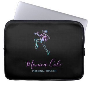Fitness trainer silhouette black laptop sleeve