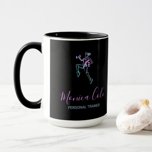Fitness trainer silhouette black mug (With Donut)