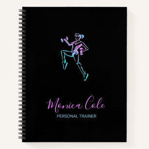 Fitness trainer silhouette black notebook