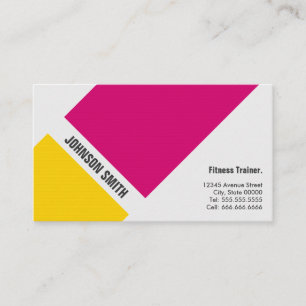 Fitness Trainer - Simple Pink Yellow Business Card