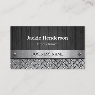 Fitness Trainer - Wood and Metal Look Business Card
