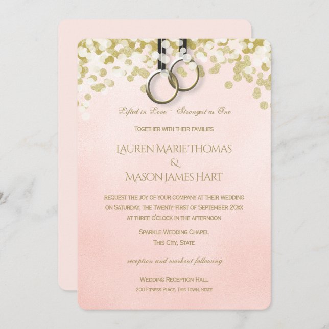 Fitness Training Gymnastic Rings Wedding Invitation (Front/Back)