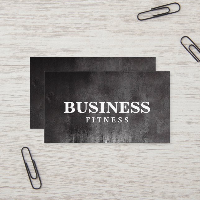 Fitness Training Professional Dark Black Grunge Business Card (Front/Back In Situ)