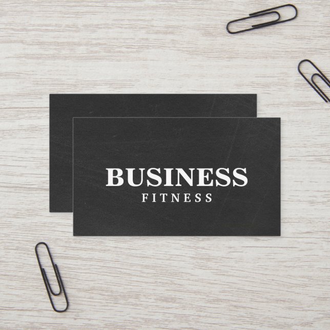 Fitness Training Professional Dark Blackboard Business Card (Front/Back In Situ)