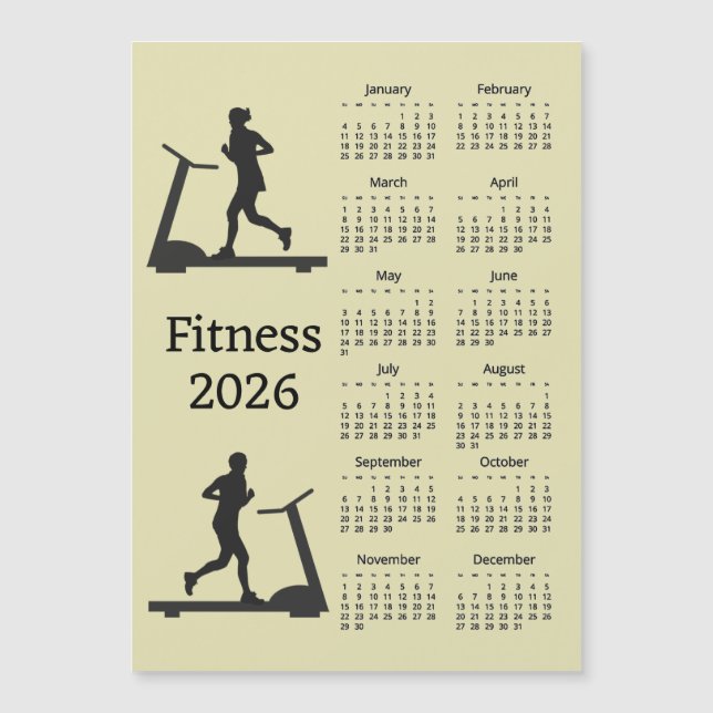 Fitness Treadmill 2026 Calendar Magnetic Card (Front)