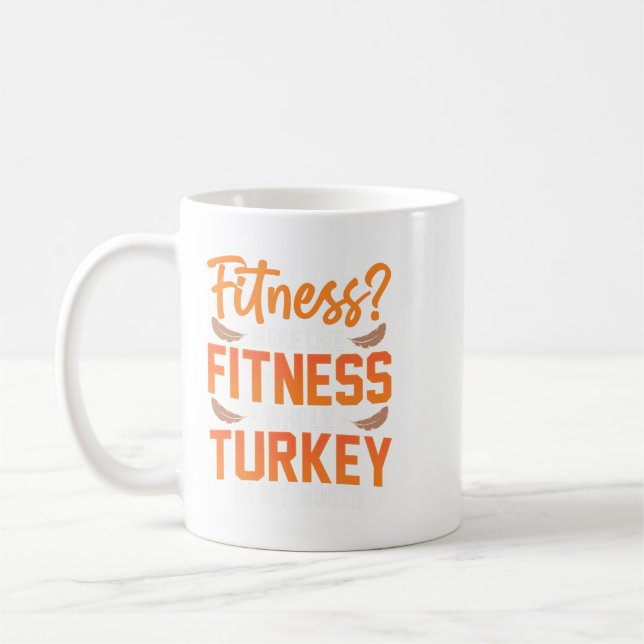 Fitness Turkey In My Mouth Funny Thanksgiving Gym  Coffee Mug (Left)