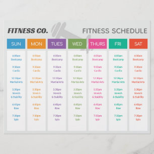 Fitness Weekly Schedule with Class Descriptions Flyer